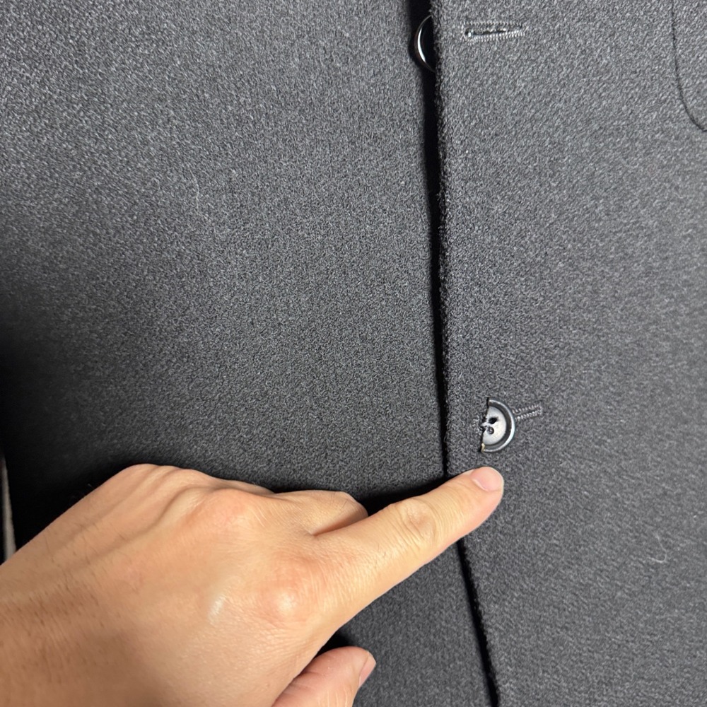 Canali Proposta Blazer Mens 54L US 44L Black Solid Wool Blend 2-Button Coat